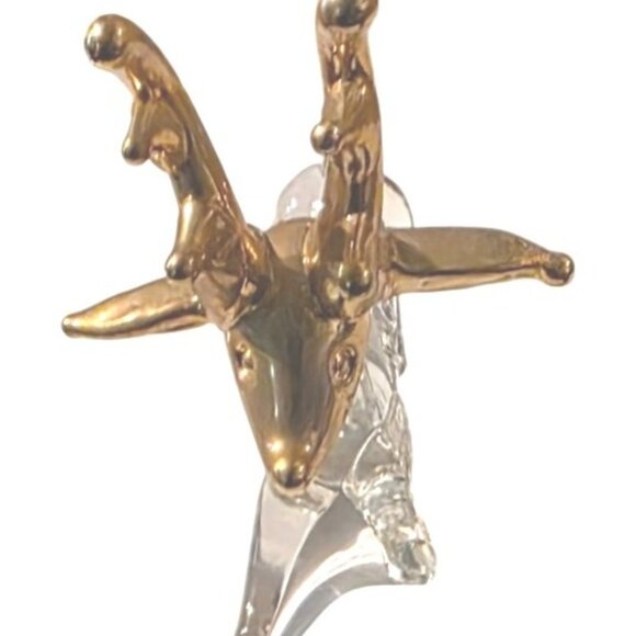 4 Vintage Crystal Animal Figurines 24K Gold Gilded mouse elephant deer Pegasus - Picture 15 of 16